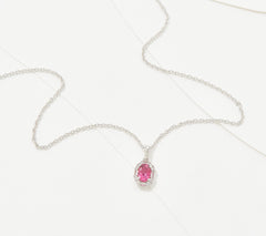 Generation Gems Exotic Pink Tourmaline Oval Pendant Sterling Silver, 18"