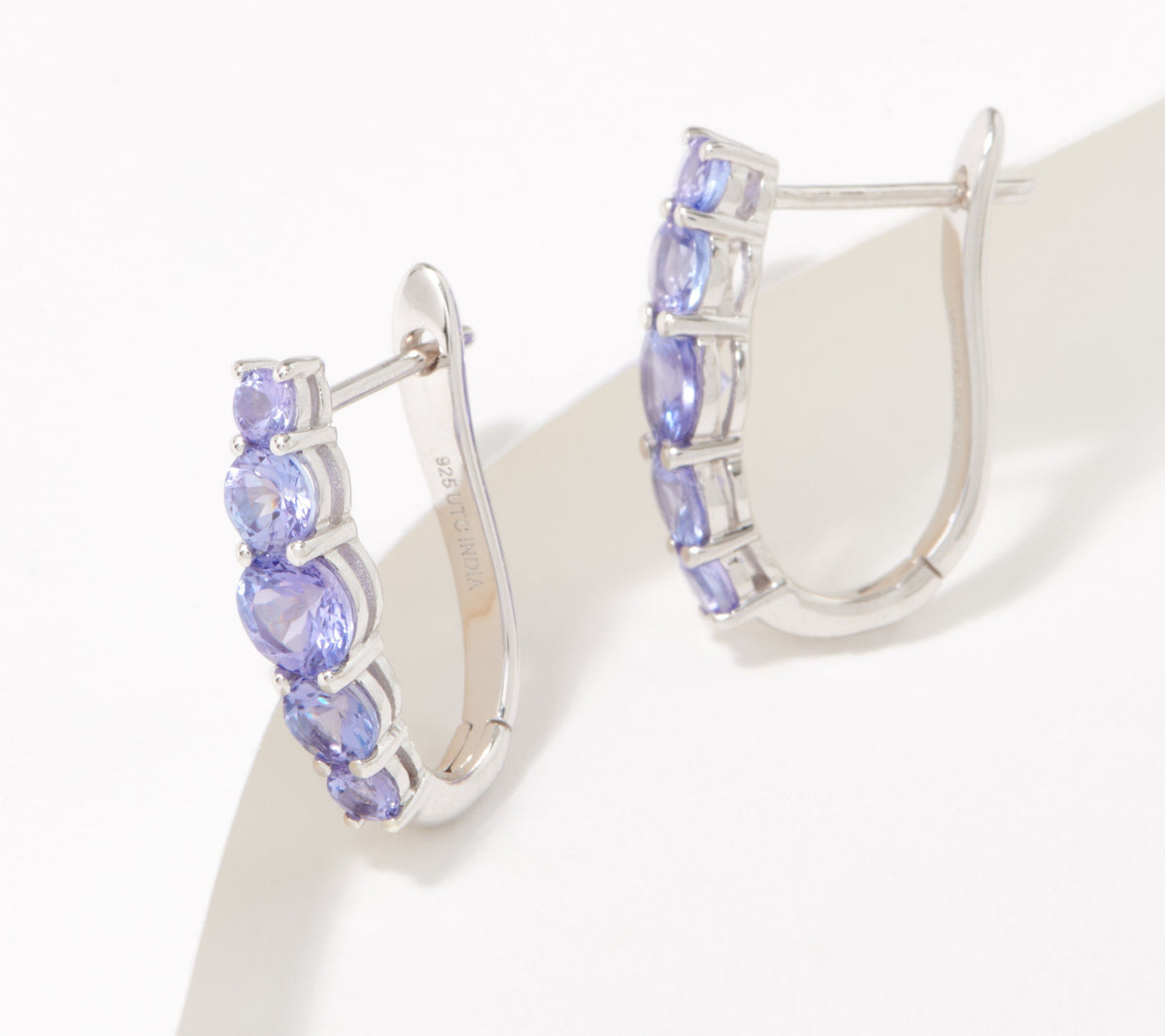 Generation Gems Sterling Silver Graduated Tanzanite Half Hoop Earrings