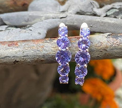 Generation Gems Sterling Silver Graduated Tanzanite Half Hoop Earrings