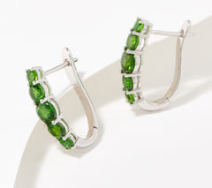 Generation Gems Sterling Silver Graduated Chrome Diopside Half Hoop Earrings