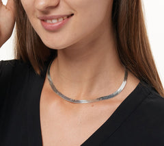 UltraFine 950 Fine Silver Polished Herringbone Necklace 16"