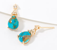 Generation Gems Goldclad Sterling Silver Sonoran Turquoise Pear Earrings