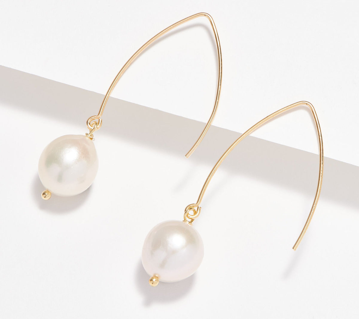 Affinity Cultured Pearls Sterling Silver Goldclad Wire Drop Earrings