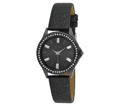 Bob Mackie Women's Crystal Silicone Strap Gunmetal Watch, 8"