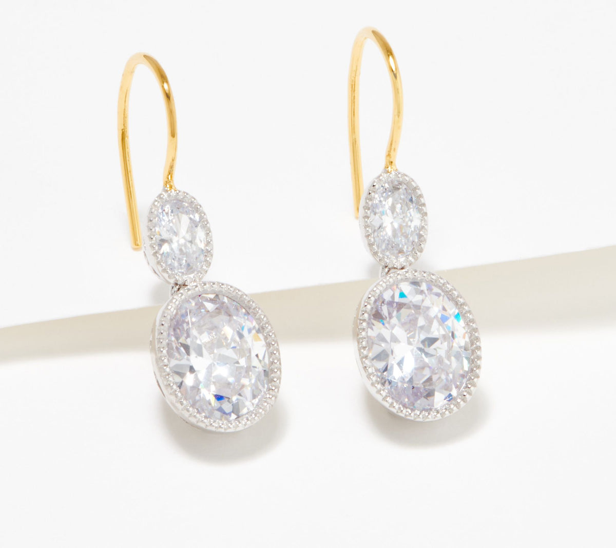 Diamonique x Jennifer Miller Sterling Silver Oval CZ Drop Earrings