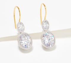 Diamonique x Jennifer Miller Sterling Silver Oval CZ Drop Earrings