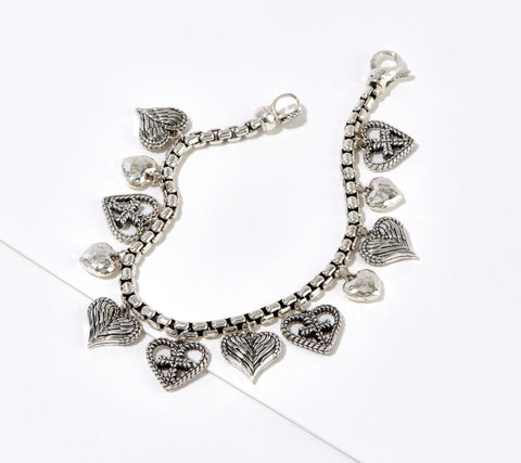 JAI Sterling Silver Heaven Charm Box Chain Bracelet. 7"