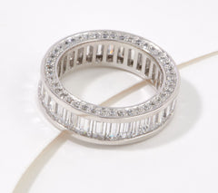 Diamonique Sterling Silver Baguette Eternity Band Ring, Size 9