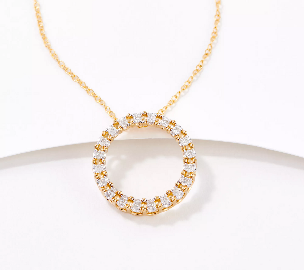 Affinity Diamonds Circle Motif Necklace, Yellow Sterling Silver, 0.25 cttw