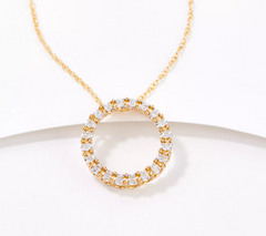 Affinity Diamonds Circle Motif Necklace, Yellow Sterling Silver, 0.25 cttw