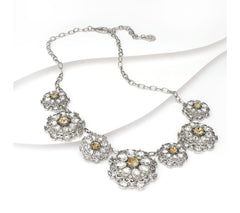 Isaac Mizrahi Live! Crystal Flower Necklace, Silvertone