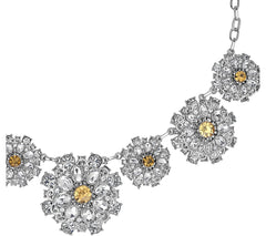 Isaac Mizrahi Live! Crystal Flower Necklace, Silvertone