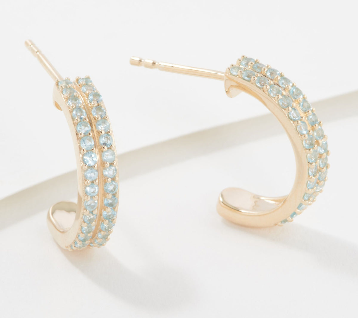 Affinity Gems Goldclad Sterling Silver 2-Row Blue Topaz Hoop Earrings