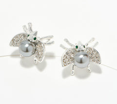 Joan Rivers Silvertone Mary's Faux Pearl Bee Stud Earrings