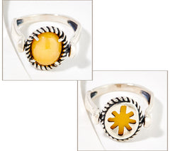 American West Sterling Silver Reversible Yellow Jasper Symbolic Ring Size 8