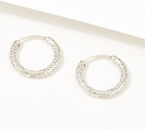 Or Paz Sterling Silver Choice of Texture Hammered Huggie Hoops