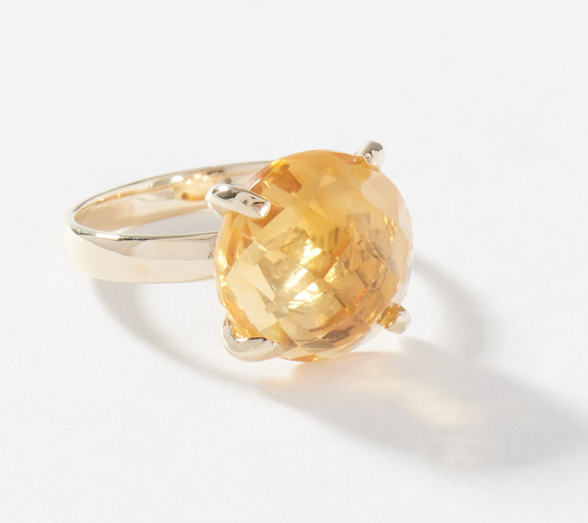 EternaGold 14K Gold Faceted Round Citrine Ring Size 7 QVC $600