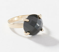 EternaGold 14K Gold Faceted Round Black Spinel Ring Size 8 QVC $600