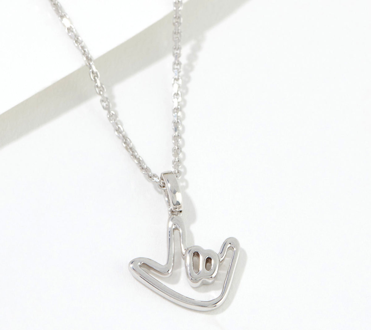 RoseBYANDER Sterling Silver Medium Love Sign Pendant Necklace, 16"