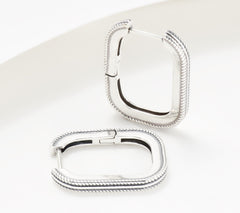 Or Paz Sterling Silver Signature Rectangular Roped Huggie Hoops