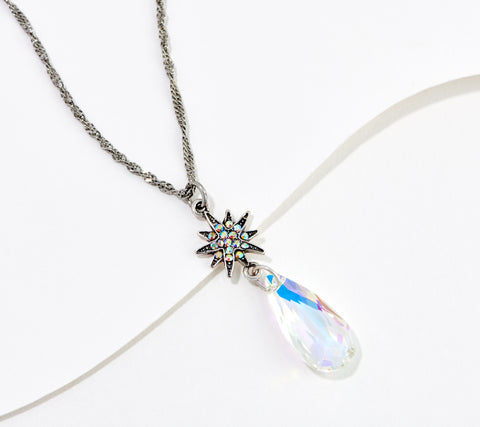 Kirks Folly Silvertone Astral Mystic Crystal Necklace 17"