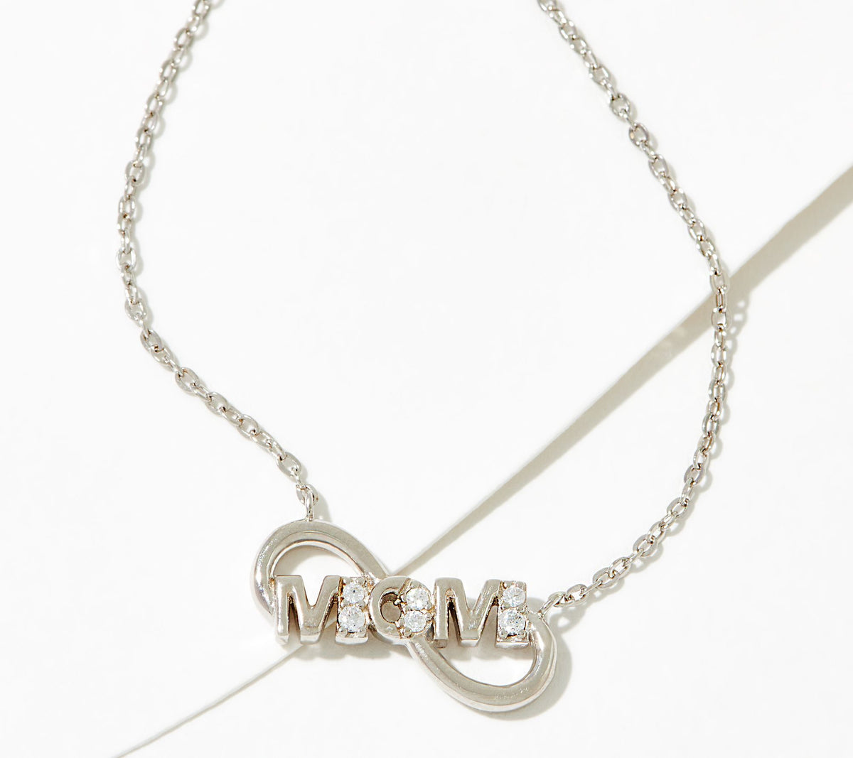 Diamonique Sterling Silver "Mom"  Infinity Love Necklace, 16"