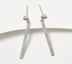 Diamonique x Kathy Levine Sterling Silver CZ Line Dance Pave Earrings