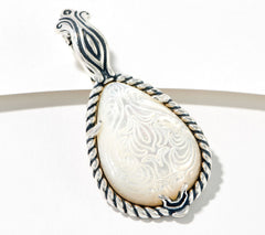 American West Sterling Silver Mother-of-Pearl Carved Pear Enhancer, 1-3/4