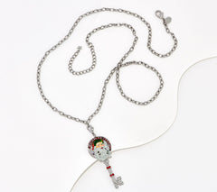 Kirks Folly Silvertone Christmas Magic Santa Key Necklace, 30"