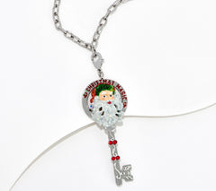 Kirks Folly Silvertone Christmas Magic Santa Key Necklace, 30"