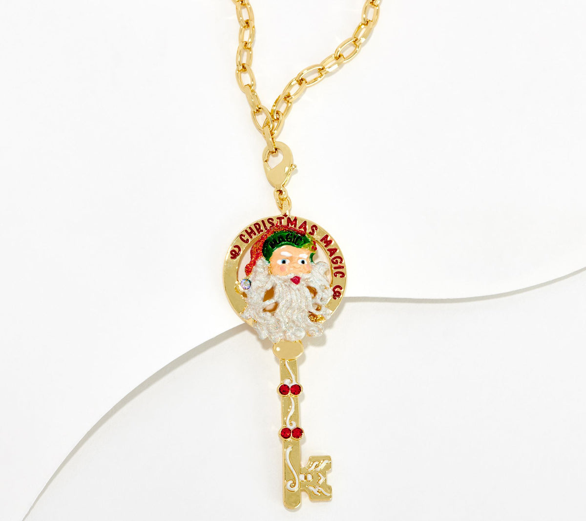 Kirks Folly Goldtone Christmas Magic Santa Key Necklace, 30"