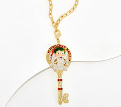 Kirks Folly Goldtone Christmas Magic Santa Key Necklace, 30"