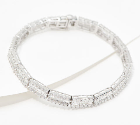 Affinity Diamonds 4.75ct Baguette & Round Bracelet, Sterling Silver, 7-1/4"