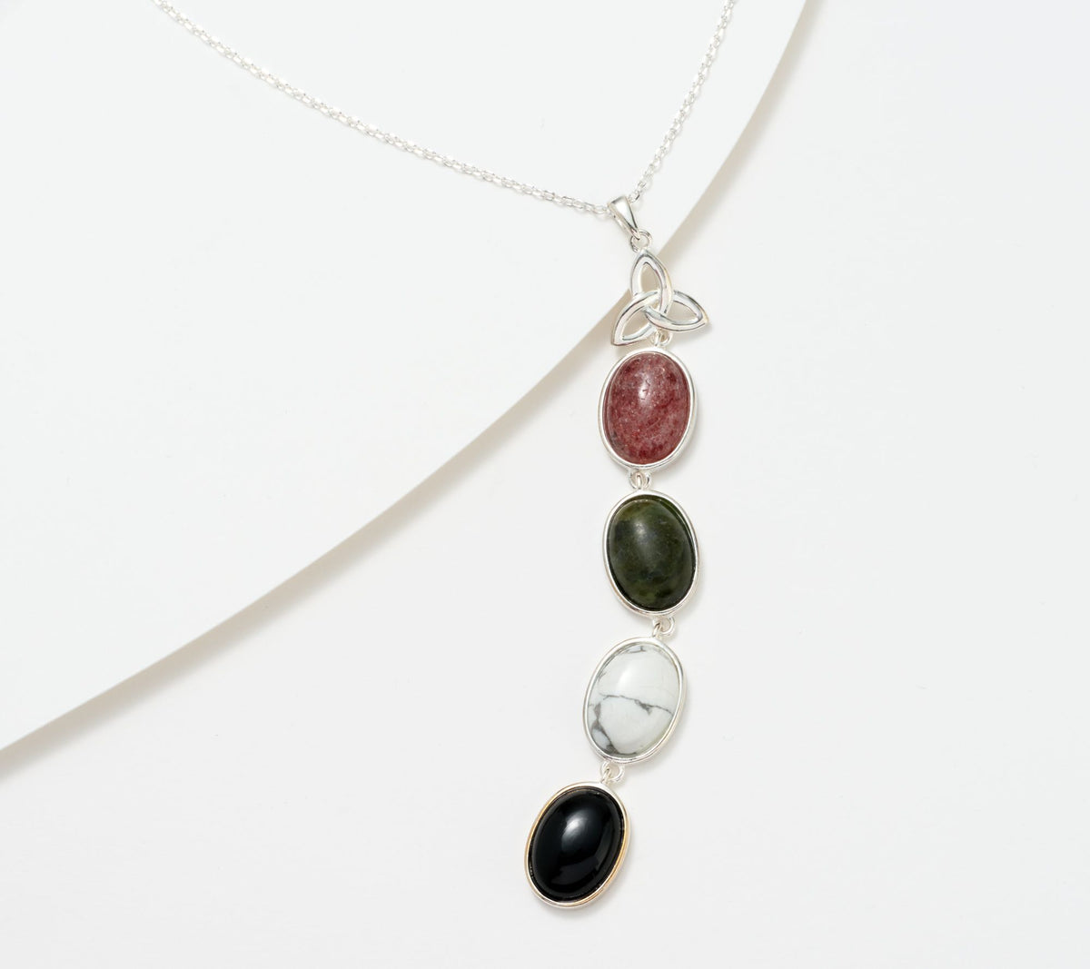 Connemara Marble Sterling Silver Colors of Ireland Drop Necklace 18"