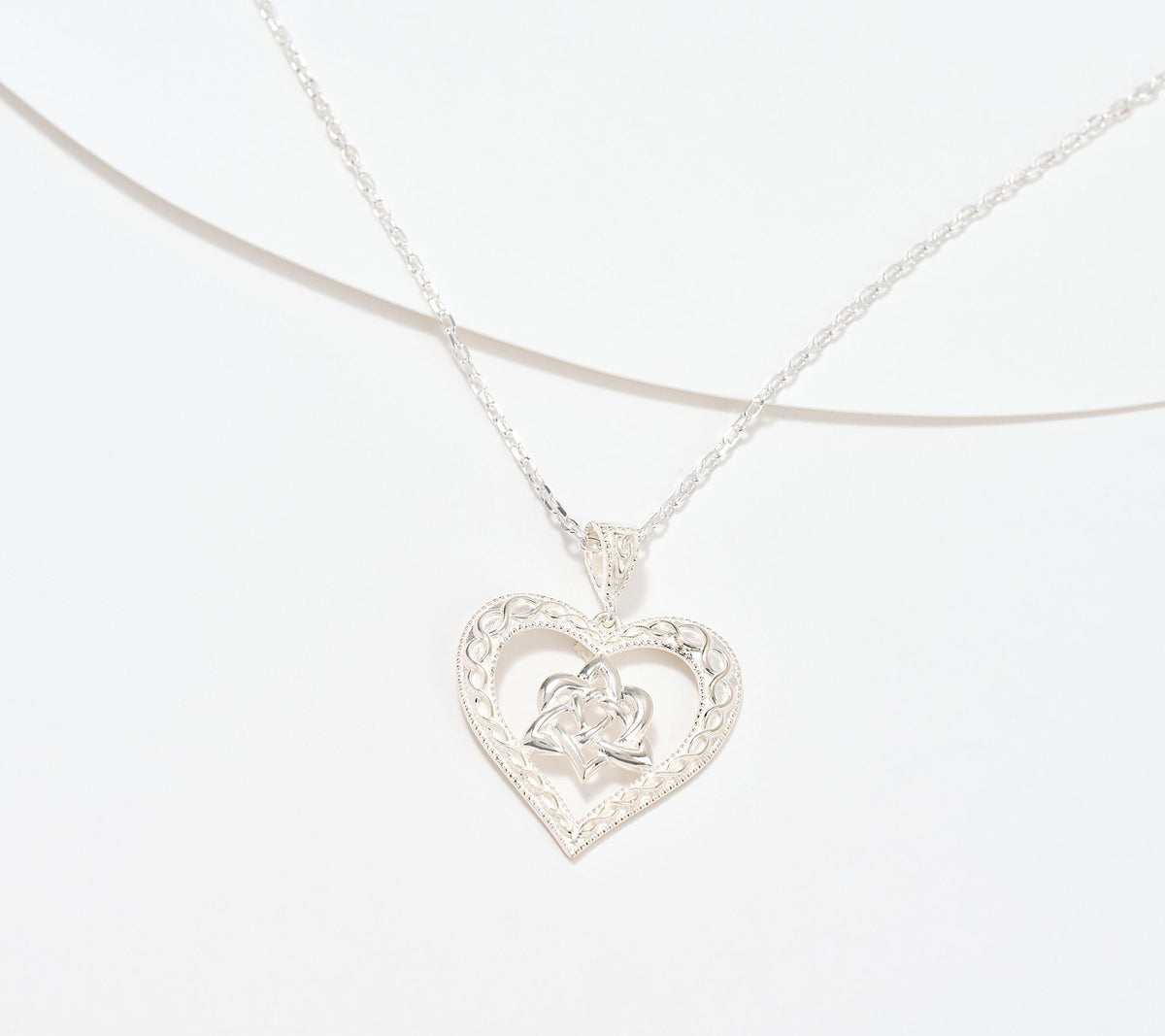 JMH Jewellery Sterling Silver Celtic Heart Pendant & Chain 20"