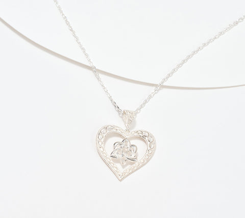 JMH Jewellery Sterling Silver Celtic Heart Pendant & Chain 20"