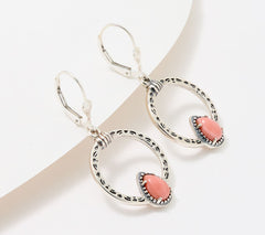 American West Sterling Silver Pear-Cut Pink Opal Lever Back Earrings