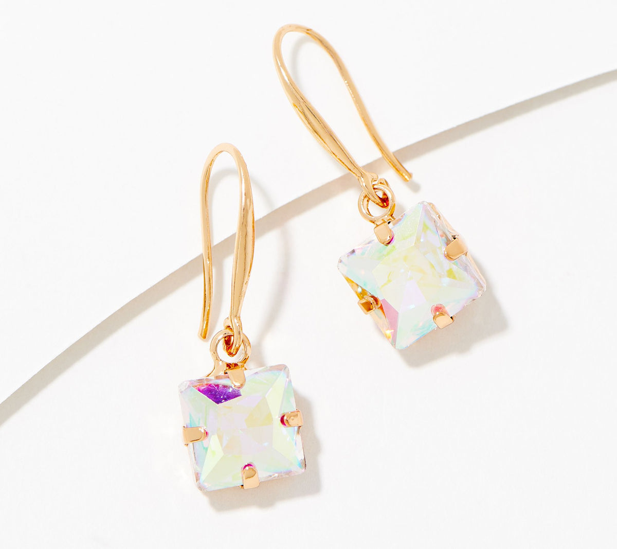 Kirks Folly Aurora Borealis Essentials Square Riviere Earrings