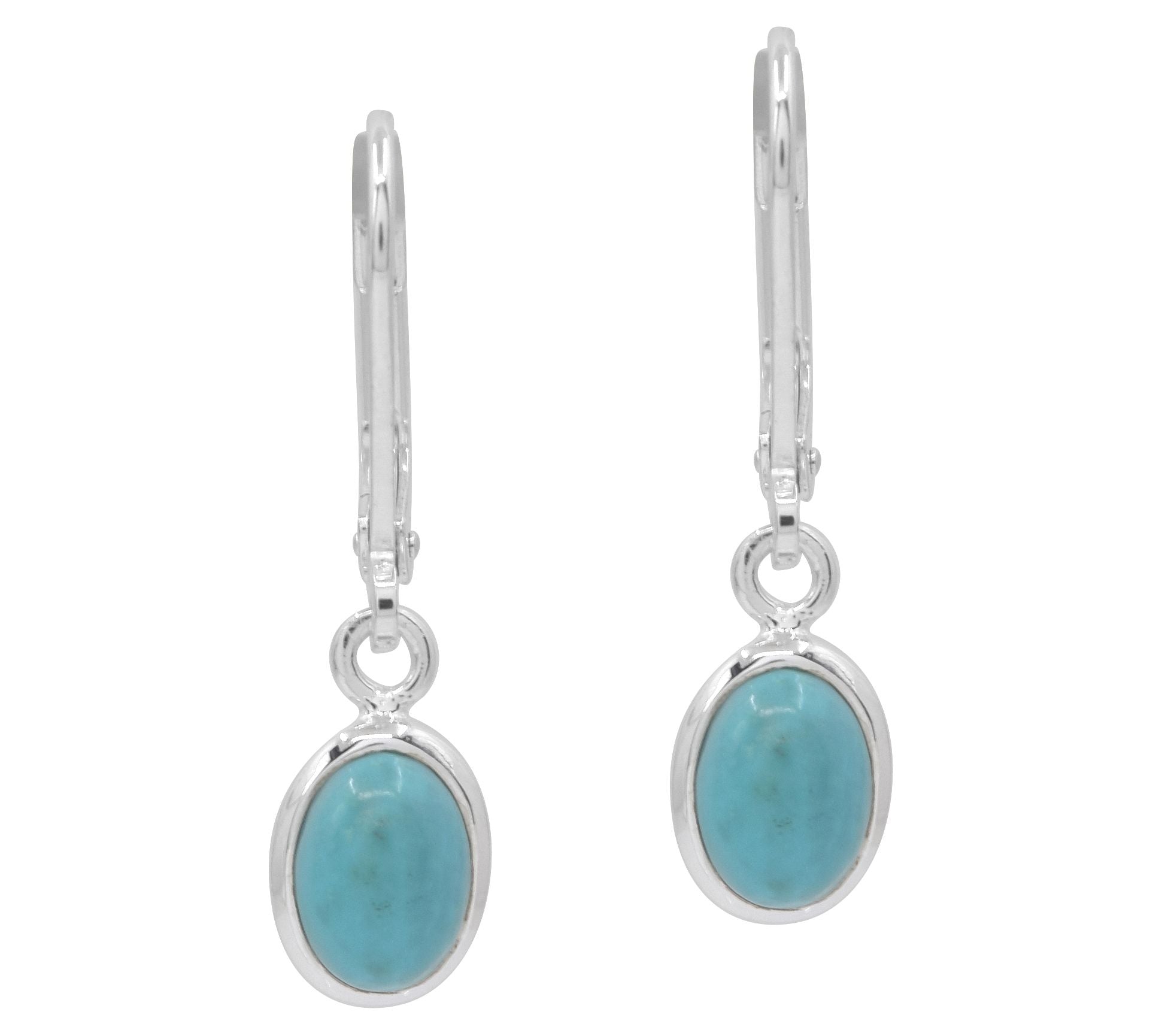 Affinity Gems Sterling Silver Turquoise Cabochon Leverback Earrings