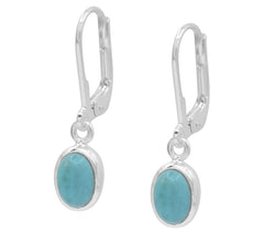 Affinity Gems Sterling Silver Turquoise Cabochon Leverback Earrings