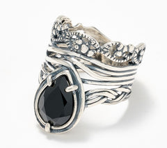 Or Paz Sterling Silver Pear Black Spinel Ring, Size 6