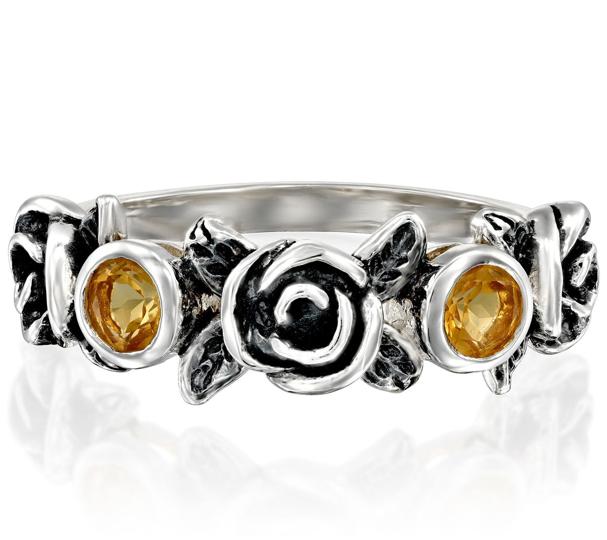 Or Paz Sterling Silver Citrine Floral Rose Ring Size 7