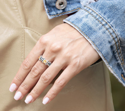 Or Paz Sterling Silver Citrine Floral Rose Ring Size 7