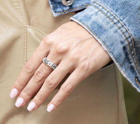 Or Paz Sterling Silver White Topaz Rose Ring, Size 6