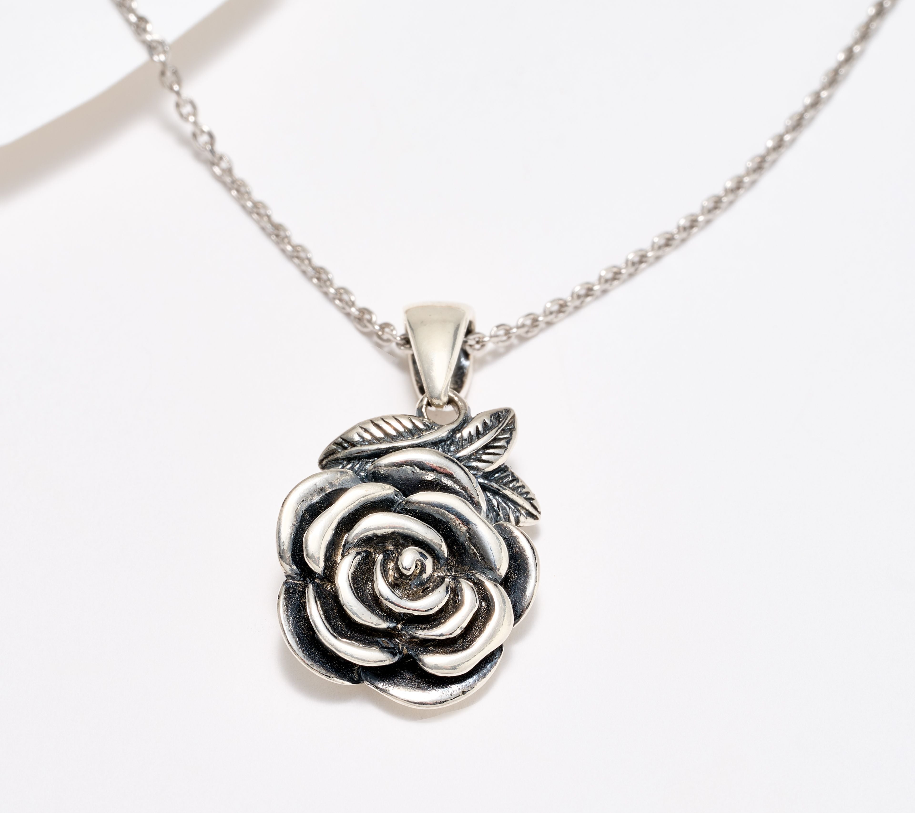 Or Paz Sterling Silver Rose Pendant Necklace, 18"