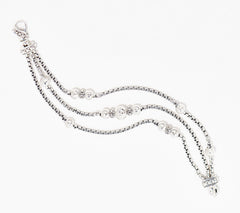 JAI Sterling Silver Hammered Bead Multi Box Chain Bracelet, 8-1/4"