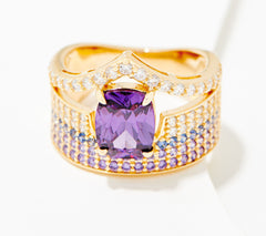 Diamonique x Kathy Levine Sterling Silver Goldclad Purple Majesty Ring, Size 9