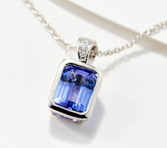 Affinity Gems 1.5-ct Emerald Cut Tanzanite & Diamond 14K Necklace,  18"