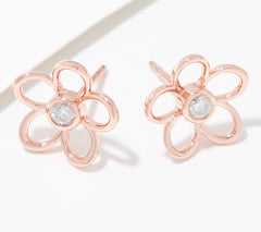 Accents by Affinity Diamond Sterling Silver Roseclad Flower Stud Earrings