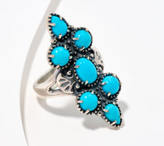 American West Sterling Silver Sleeping Beauty Turquoise Cluster Ring Size 11